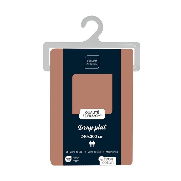 Rausvos spalvos iš medvilnės paklodė 240x300 cm Lina – douceur d'intérieur-image-2