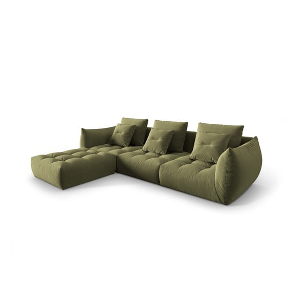 Šviesiai žalios spalvos iš velveto kampinė sofa Bloom – Micadoni -image-2