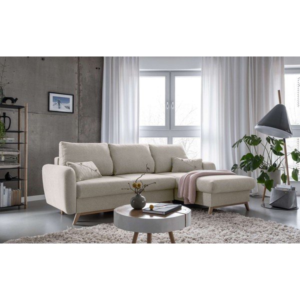 Smėlio spalvos sofa-lova Miuform Scandic Lagom, dešinysis kampas-image-3
