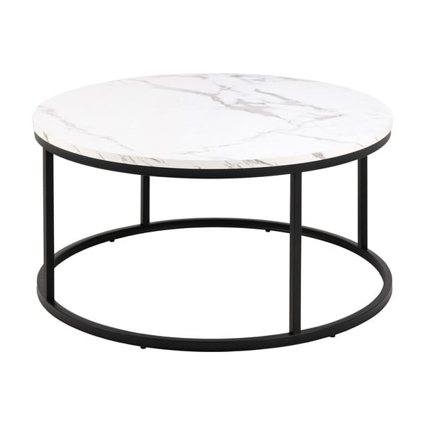 Apvalios formos kavos staliukas baltos spalvos su marmuro dekoro stalviršiu ø 80 cm Spiro – Actona-image-4