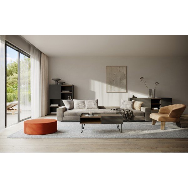 Knygų spinta  juodos spalvos/rudos spalvos iš riešutmedžio 180x83 cm Nina – TemaHome-image-1