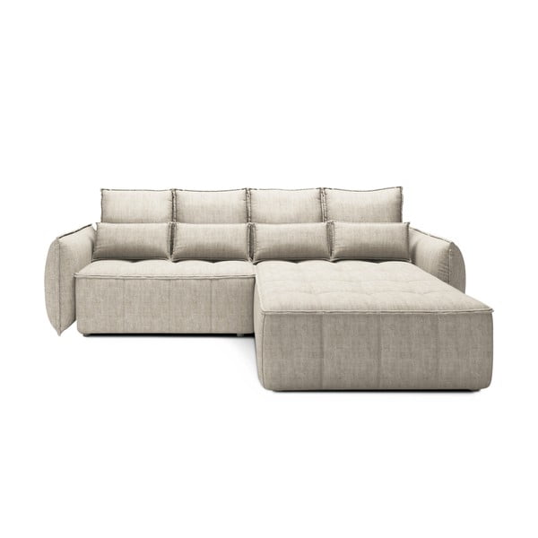 Smėlio spalvos iš velveto sulankstoma/su sandėliavimo vieta kampinė sofa (su dešiniuoju kampu/su gultu) Campo – ELTAP