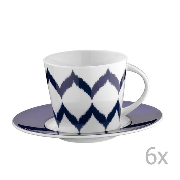 6 porcelianinių arbatos puodelių su lėkštutėmis rinkinys Mertios, 200 ml
