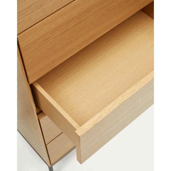 Aukšta šoninė spintelė natūralios spalvos iš ąžuolo 60x114 cm Vedrana – Kave Home-image-4