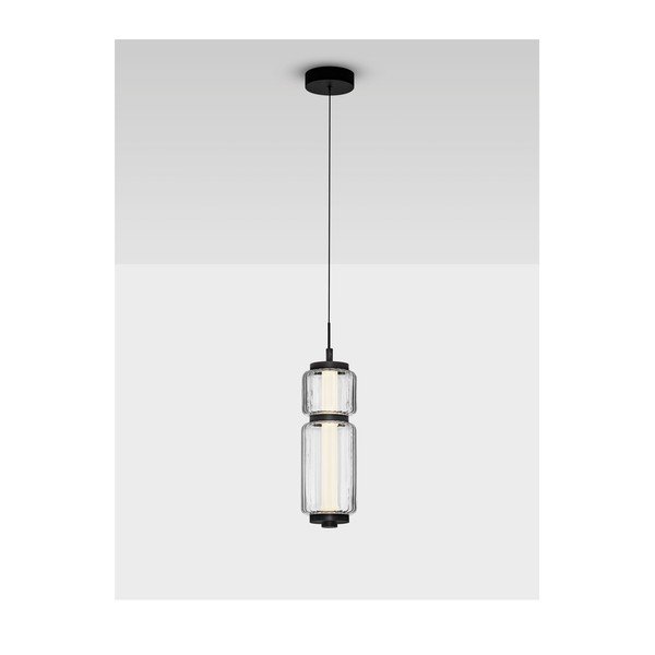 Matinės juodos spalvos iš stiklo kabantis šviestuvas LED ø 12 cm Liesa – Nova Luce-image-3