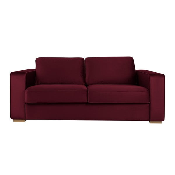Kosmopolitinio dizaino Čikagos bordo spalvos trijų vietų sofa