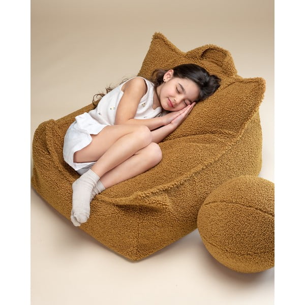 Rudos spalvos iš boucle vaikiškas sėdmaišis Chair – Wigiwama-image-3