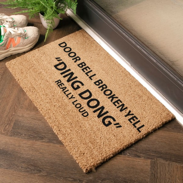 Iš kokoso pluošto grindų kilimėlis 40x60 cm Yell Ding Dong – Artsy Doormats-image-1