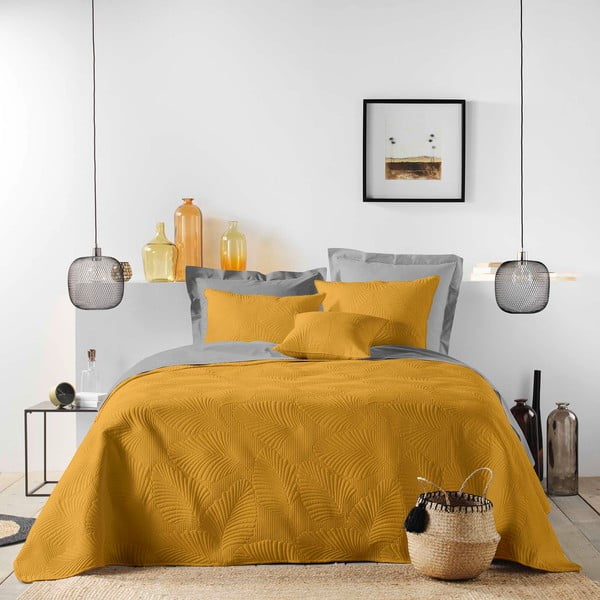 Iš mikropluošto lovatiesė geltonos spalvos 220x240 cm Palombine – douceur d'intérieur