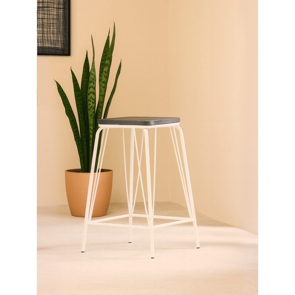 Baltos spalvos/tamsios natūralios spalvos iš guobos masyvo taburetė District – Premier Housewares-image-1