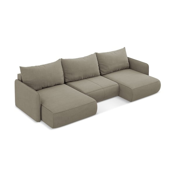 Smėlio spalvos sulankstoma/su sandėliavimo vieta kampinė sofa Nanea – Makamii-image-4