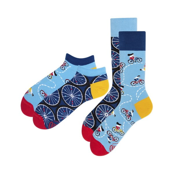 2 porų klasikinių kojinių ir kojinių iki kulkšnių rinkinys Many Mornings Bicycles, 43-46 dydis