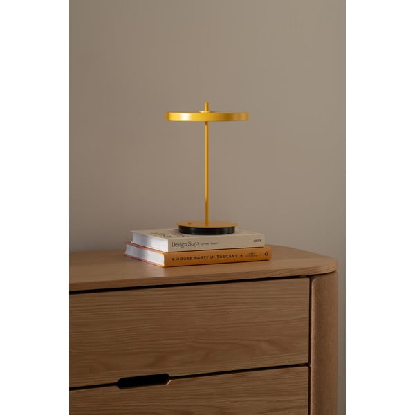 Geltonos spalvos iš metalo stalinis šviestuvas LED (aukštis 31 cm) su metaliniu gaubtu Asteria Move – UMAGE-image-1