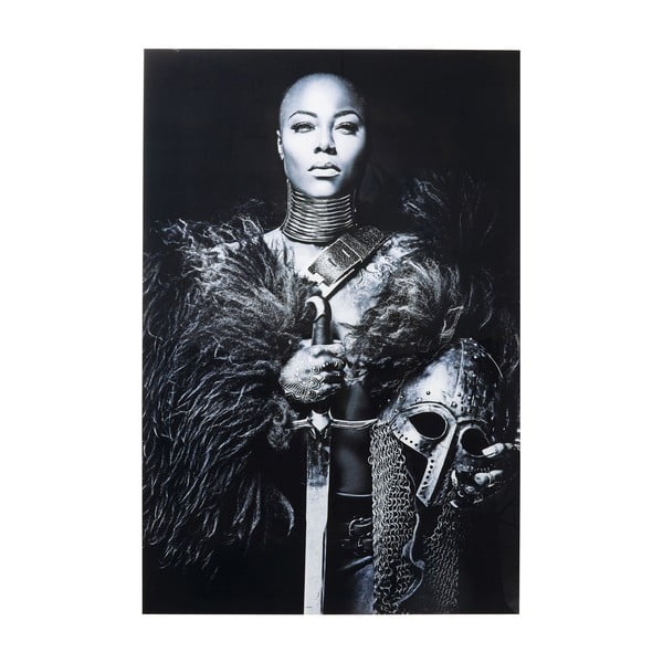 Juodai baltas glazūruotas paveikslas "Kare Design Lady Knight", 150 x 100 cm