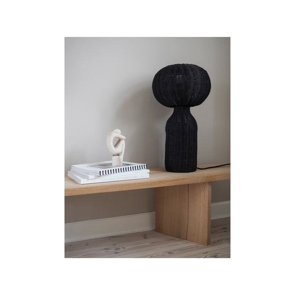 Stalinis šviestuvas juodos spalvos (aukštis 43 cm) su rotango gaubtu Werna – Villa Collection-image-2