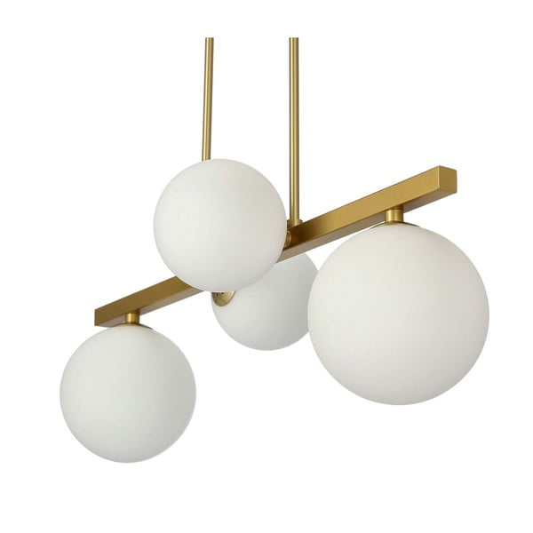 Baltos spalvos/auksinės spalvos kabantis šviestuvas su stiklo gaubtu Kama – Candellux Lighting-image-4