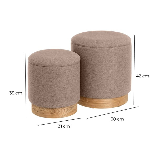 Šviesiai rudos spalvos pufai 2 vnt. – Casa Selección-image-4