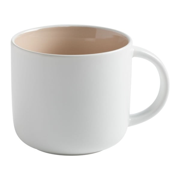 Baltas porcelianinis puodelis su smėlio vidumi "Maxwell & Williams Tint", 450 ml