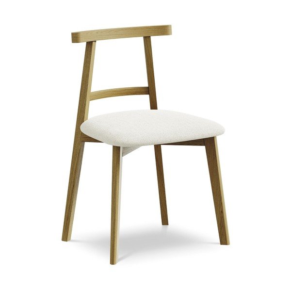 Kreminės spalvos iš medienos masyvo valgomojo kėdė Ohelo – Makamii