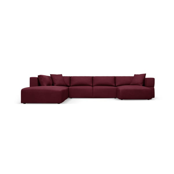 Kampinė sofa bordo spalvos (su kairiuoju kampu/„U“ formos) Esther – Milo Casa
