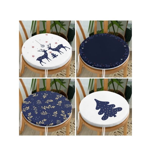 Sėdynės pagalvėlės 4 vnt. su Kalėdų motyvu ø 40 cm Blue Christmas – Mila Home-image-1