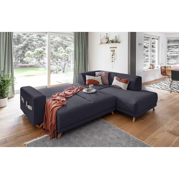 Antracito spalvos sulankstoma/su sandėliavimo vieta kampinė sofa (su dešiniuoju kampu/„L“ formos) Classy Sophie – Miuform-image-4