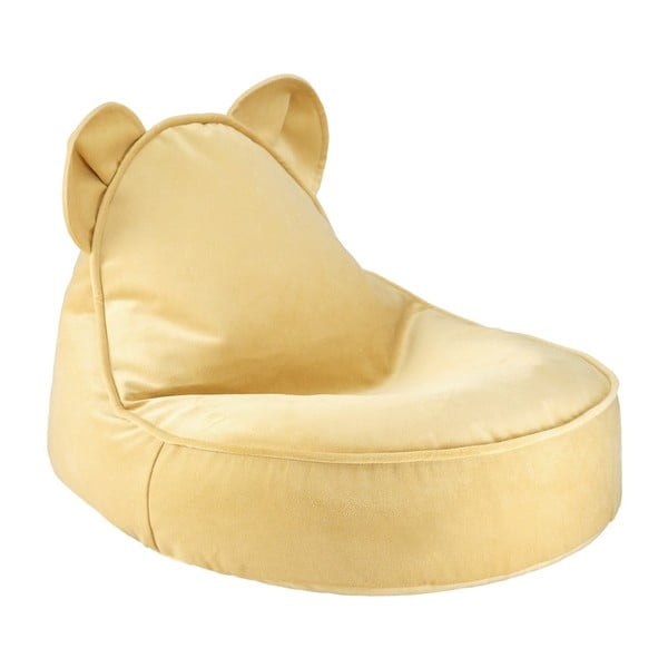 Geltonos spalvos iš velveto vaikiškas sėdmaišis Bear – Wigiwama