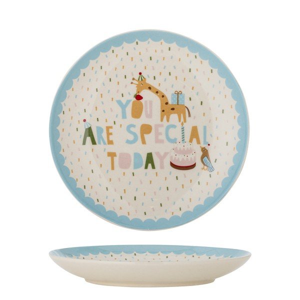 Šviesiai mėlynos spalvos/kreminės spalvos iš akmens masės vaikiška lėkštė ø 16 cm Celebrate – Bloomingville Mini-image-4