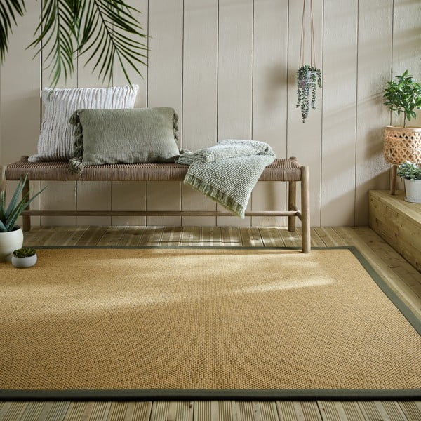 Žalios spalvos/šviesiai rudos spalvos lauko ir vidaus kilimas 160x230 cm Sisal Look – Flair Rugs-image-1