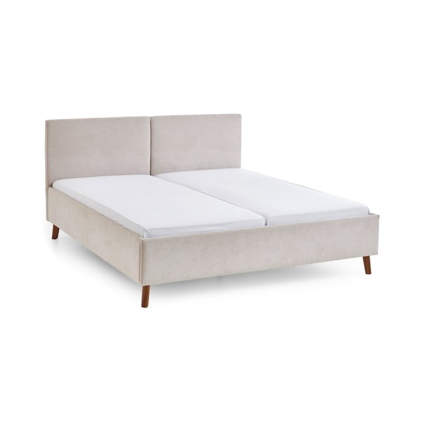 Smėlio spalvos dvigulė lova audiniu dengta su lovos grotelėmis 180x200 cm Piano – Meise Möbel
