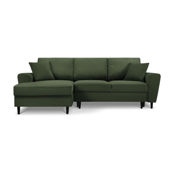 Žalios spalvos iš kordinio velveto sulankstoma/su sandėliavimo vieta kampinė sofa (su kairiuoju kampu/su gultu) Kyoto – Cosmopolitan Design