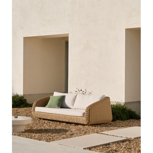 Smėlio spalvos/natūralios spalvos iš audinio sodo sofa Meria – Kave Home-image-1