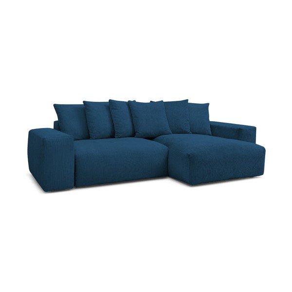 Mėlynos spalvos iš kordinio velveto sulankstoma/su sandėliavimo vieta kampinė sofa Voltaire – Bobochic Paris-image-3