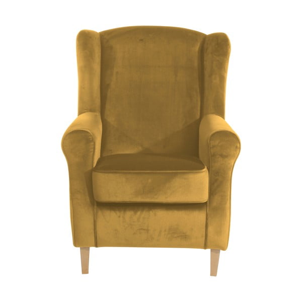 Aksominis geltonos spalvos krėslas Max Winzer Lorris-image-2