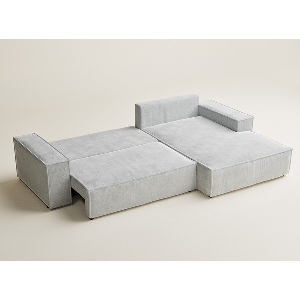 Šviesiai pilkos spalvos sulankstoma/su sandėliavimo vieta kampinė sofa iš šenilinio audinio (su dešiniuoju kampu/su gultu) Maze – Maison de Rêve-image-4