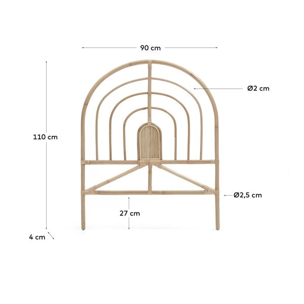 Natūralios spalvos rotango galvūgalis 90x110 cm Sundberg - Kave Home-image-2