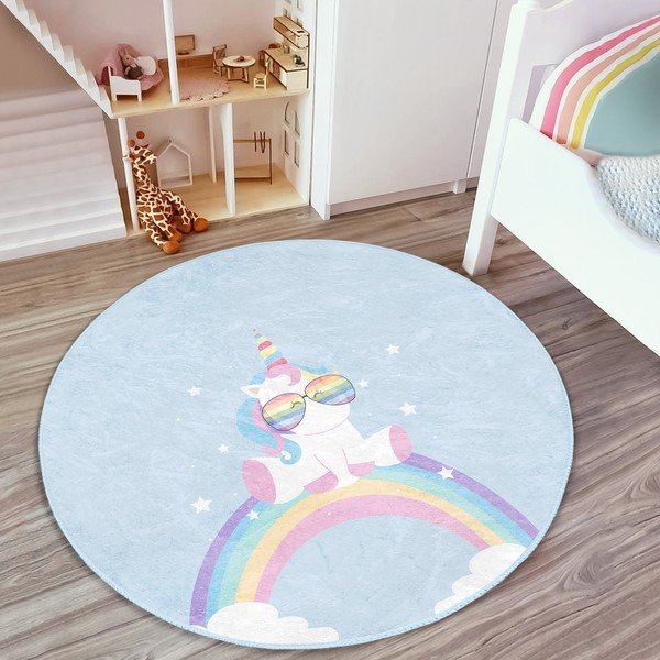 Vaikiškas kilimas šviesiai mėlynos spalvos ø 80 cm Comfort – Mila Home-image-3