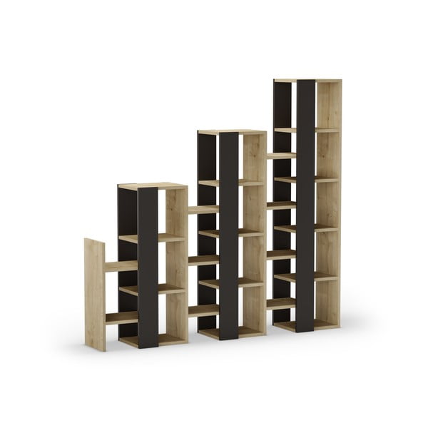 Pastatoma lentyna juodos spalvos/natūralios spalvos iš ąžuolo 158x151 cm Anissa – Marckeric-image-2