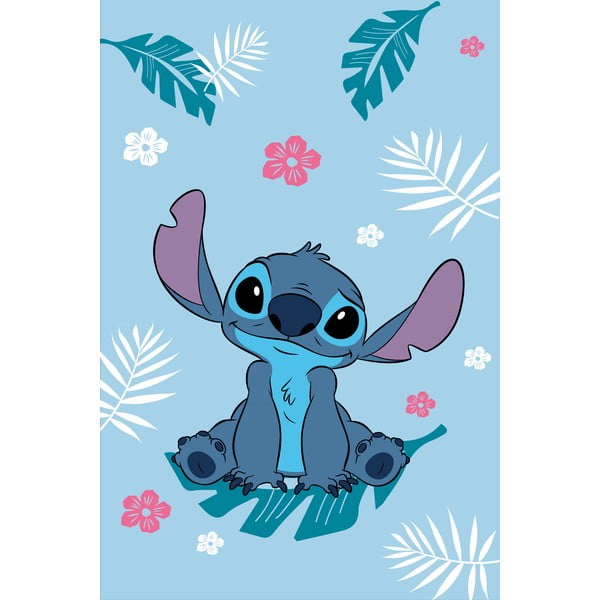 Mėlynos spalvos fleece tipo vaikiškas pledas 100x150 cm Lilo a Stitch "Blue" – Jerry Fabrics