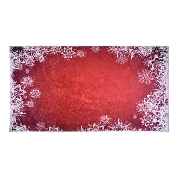 Raudonas ir baltas kilimas Vitaus Snaigės, 50 x 80 cm