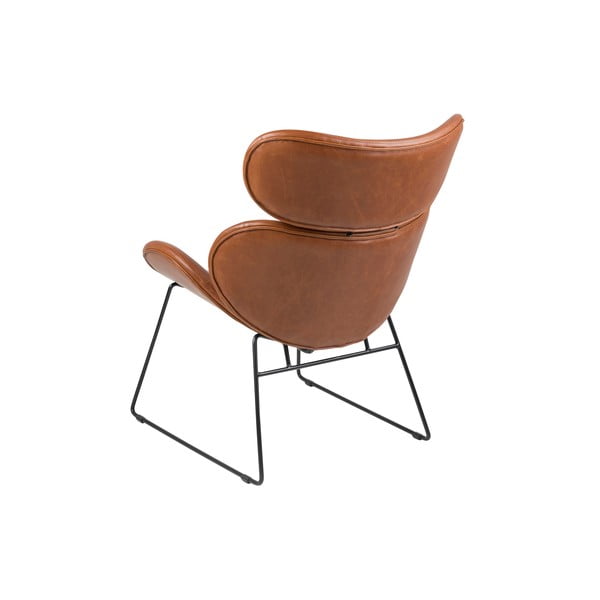 Rudos spalvos odinis fotelis su juodomis kojomis Actona Cazar-image-2