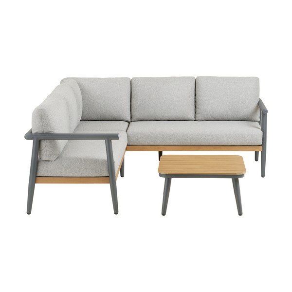 Pilkos spalvos iš audinio sodo poilsio baldų komplektas 4 žmonėms Comillas – House Nordic-image-2