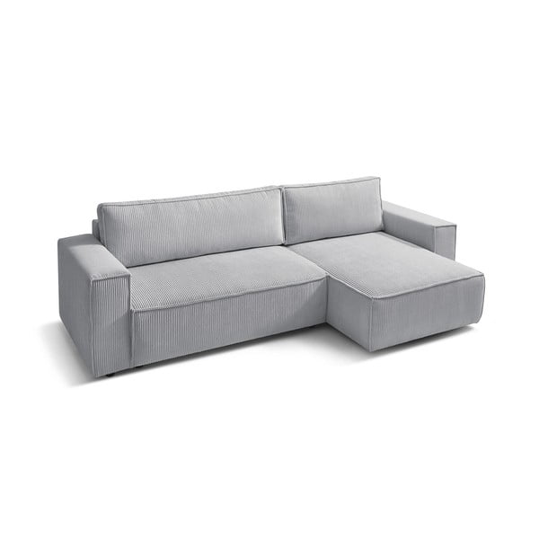 Sulankstoma kampinė sofa šviesiai pilkos spalvos iš kordinio velveto (kintama) Nihad – Bobochic Paris-image-4
