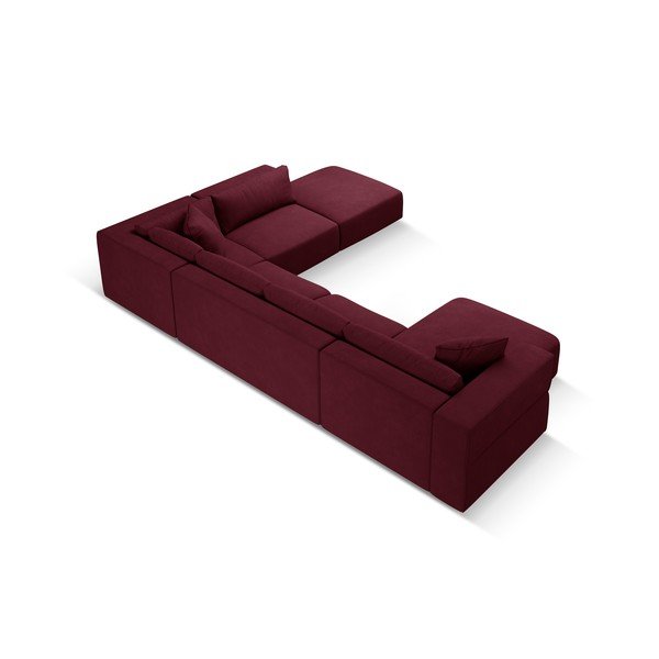 Kampinė sofa bordo spalvos (su dešiniuoju kampu/„U“ formos) Esther – Milo Casa-image-3