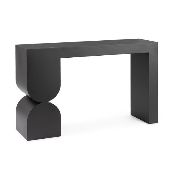 Juodos spalvos konsolinis staliukas su stikliniu stalviršiu 32x120 cm Archie – Bizzotto