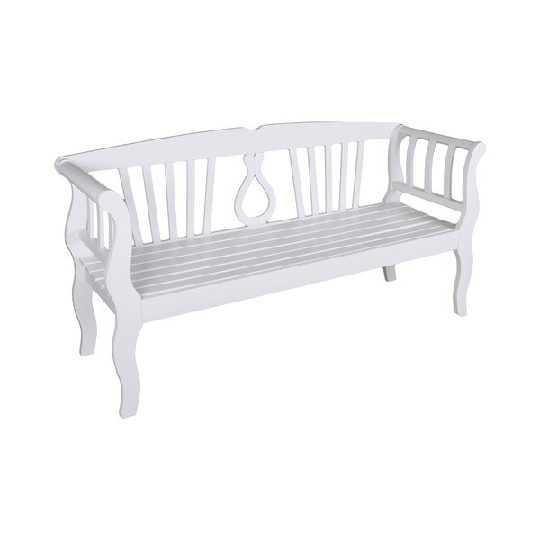 Medžio masyvo sodo suoliukas baltos spalvos Arcadia – Garden Pleasure