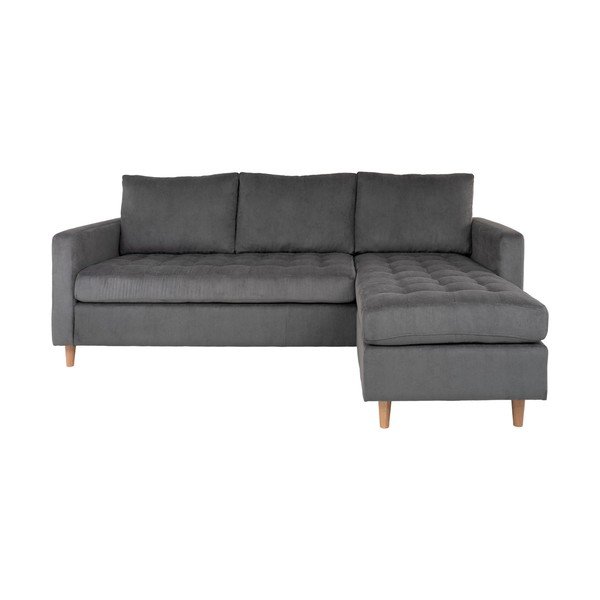 Tamsiai pilka aksominė dvipusė kampinė sofa House Nordic Firenze-image-1