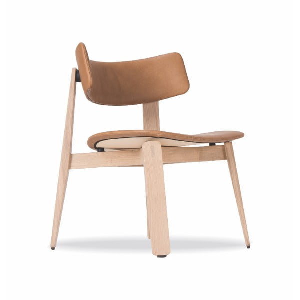 Valgomojo kėdė iš ąžuolo medienos su odine sėdyne "Gazzda Nora