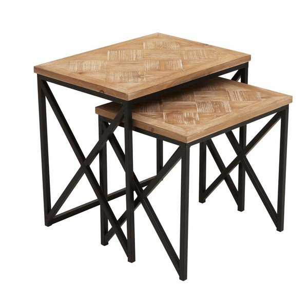 Iš kėnio masyvo šoniniai stalai 2 vnt. 38x51 cm Kickford – Premier Housewares