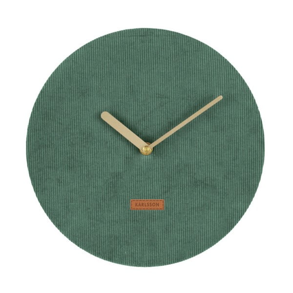 Tamsiai žalias sieninis laikrodis su velvetu Karlsson Corduroy, ⌀ 25 cm